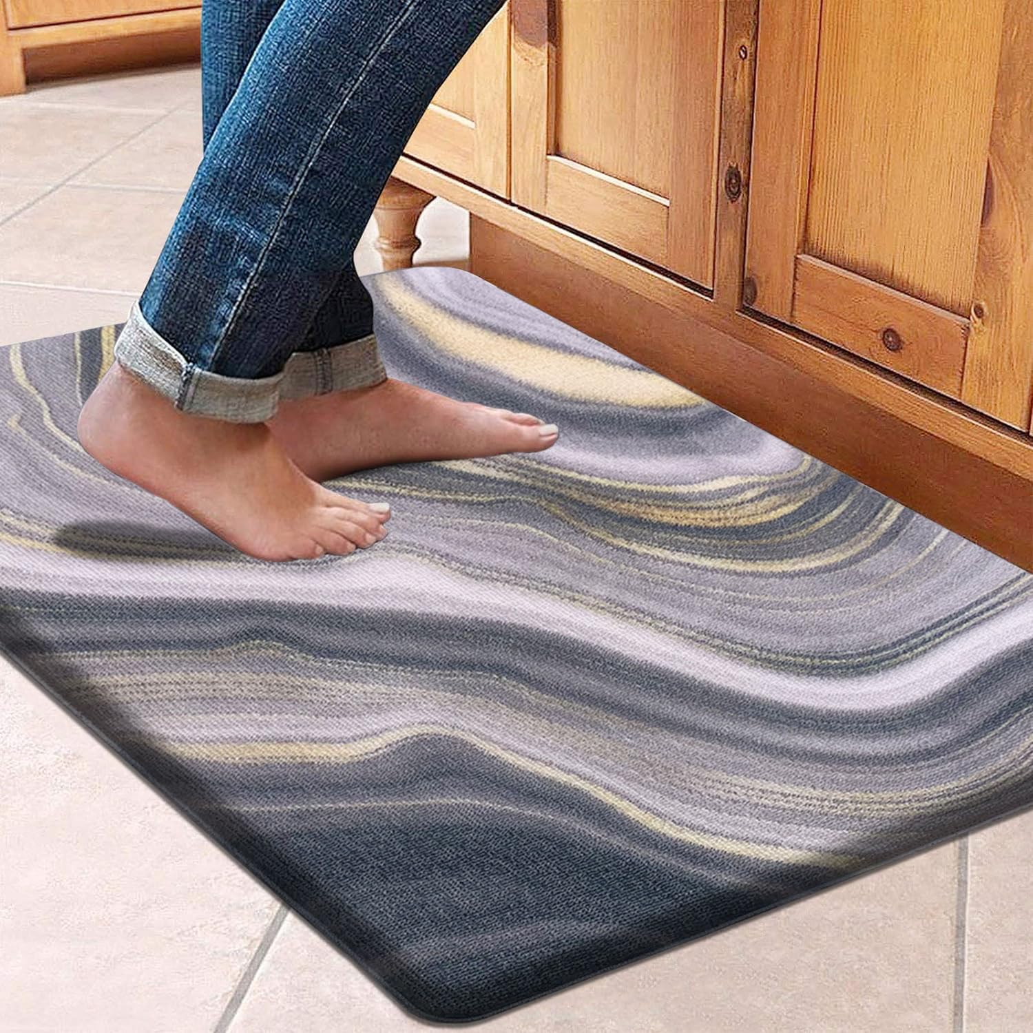 Cuba Door Mats Anti Fatigue - Wave Black (45x75 cm)