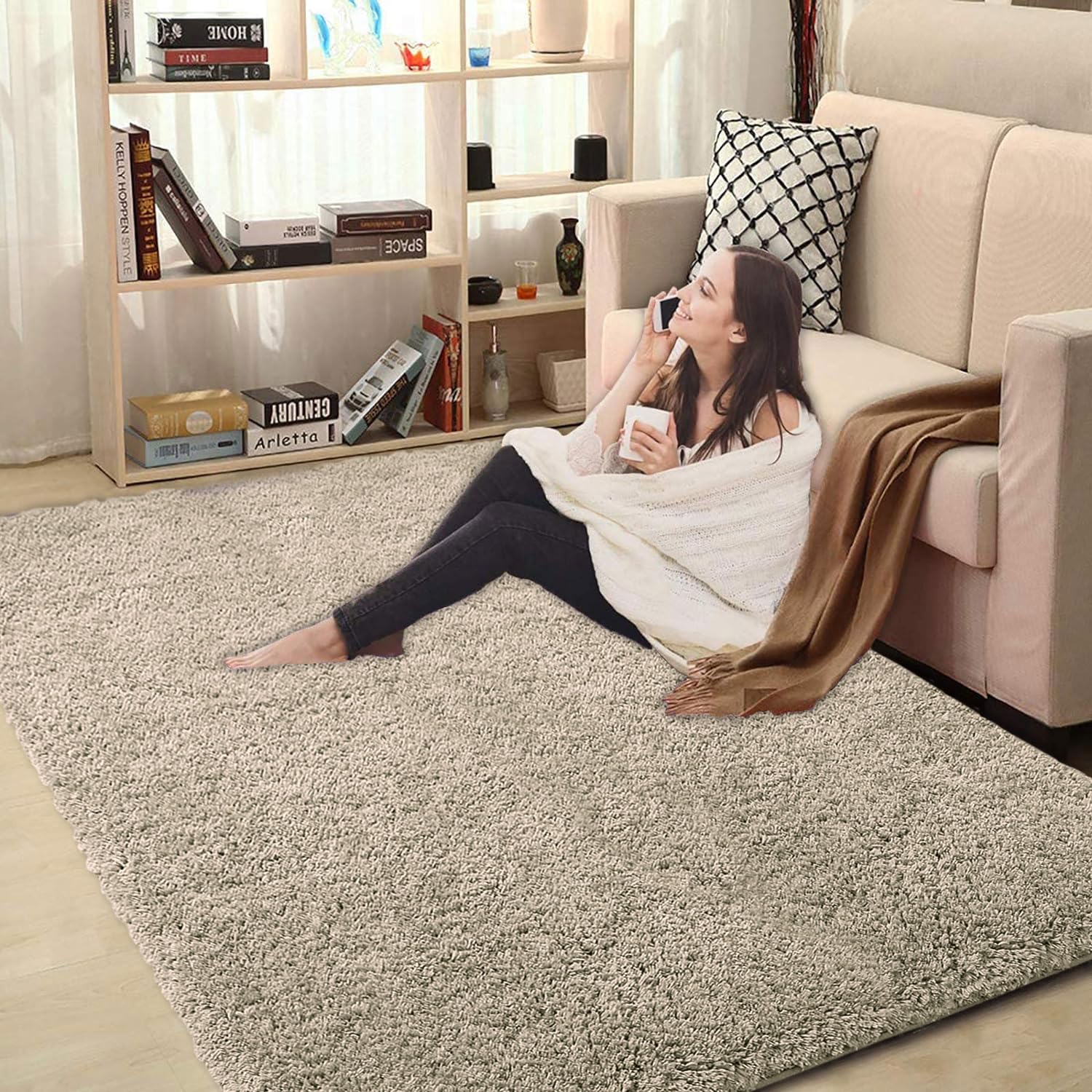 Vegas Carpet For Bedroom,Livingroom(Beige,3X5 Feet)