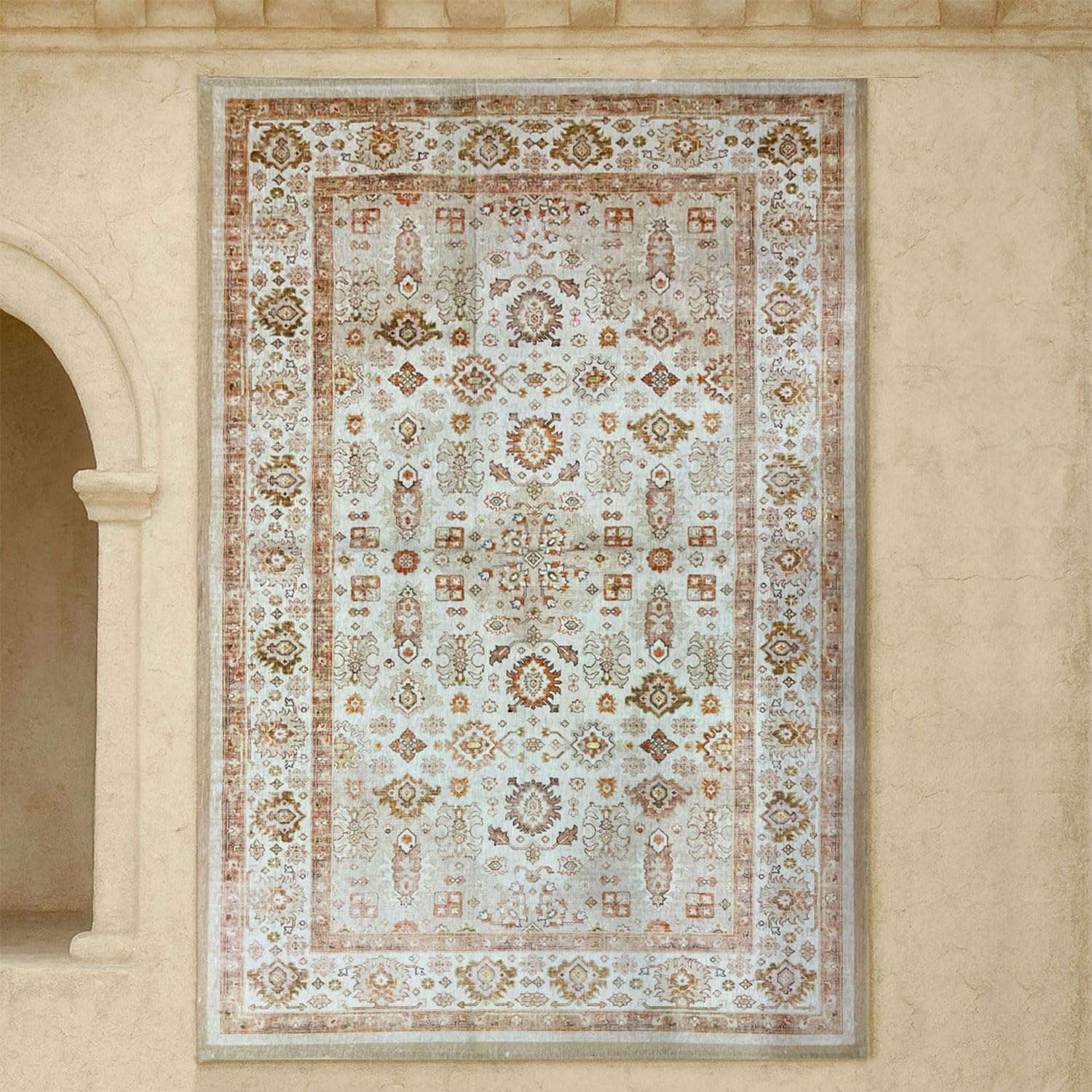 Polyester Golden Dusk Carpet for Bedroom (4x6 Feet, Multicolor)