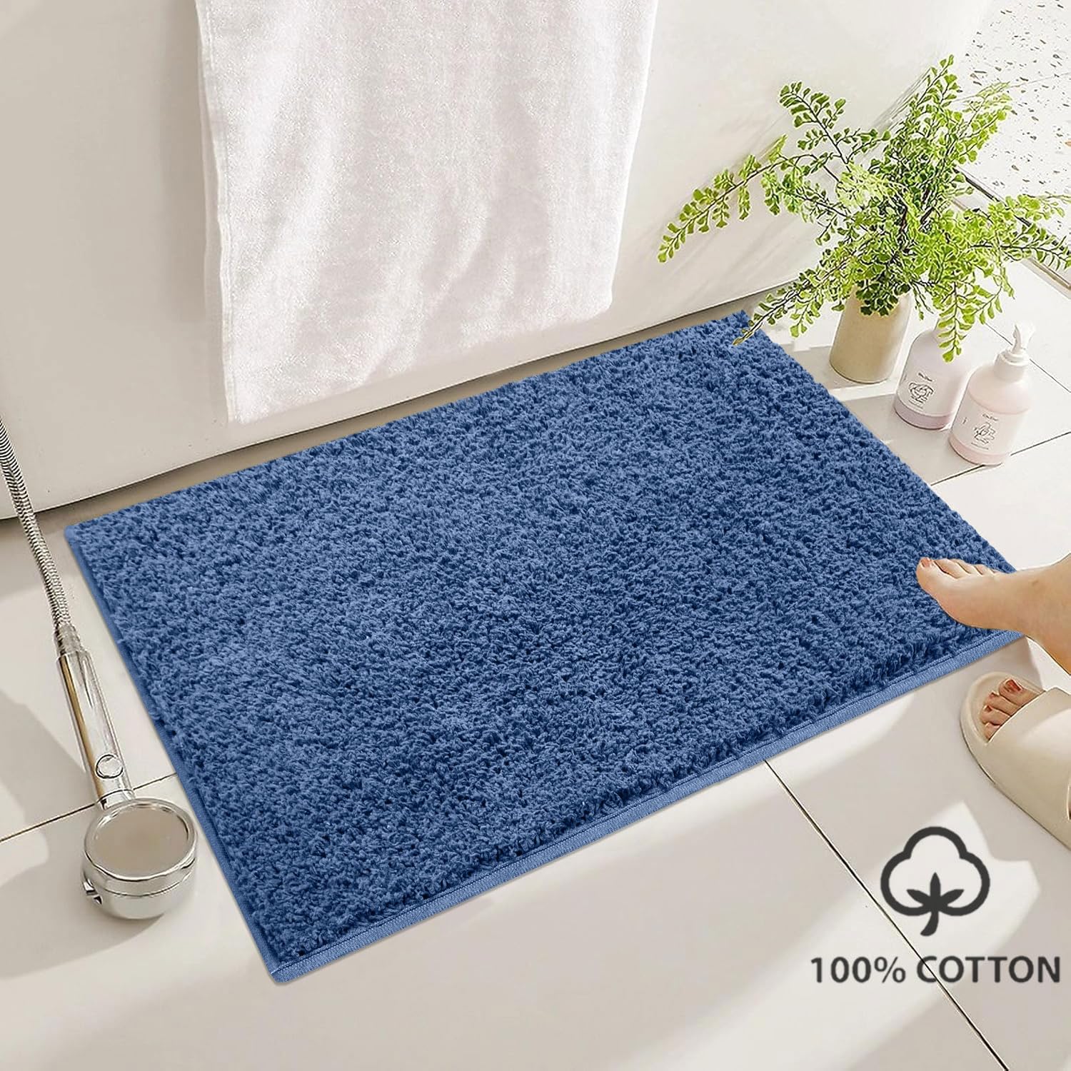 Colosseum Bath Mat 100% Cotton (40x60 cm,Blue)