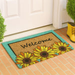 Coir Doormat for Home Entrance (Welcome Floral Print Design ,71x45 cm)