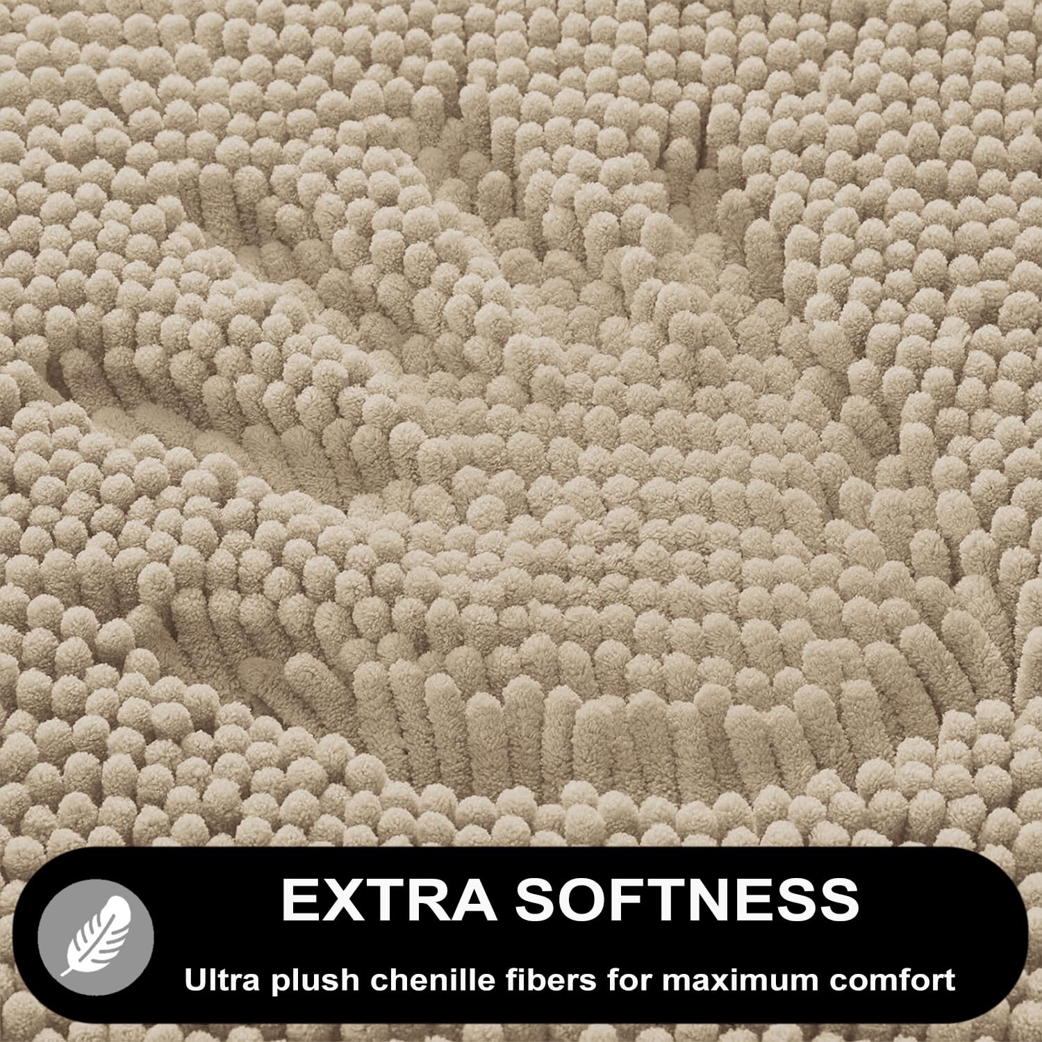 Shaggy Chenille Bath Mat Extra Soft (40x60 cm Beige)