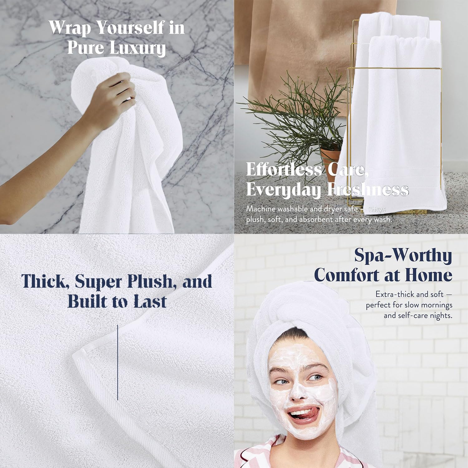 Bamboo Micro Bath Towel – 400 GSM ( 70x140 cm , White)