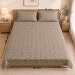 Double Bedsheet with 2 Pillow Covers Premium 240 TC 100% Cotton Feel ( King Size  Beige 108x108inch )