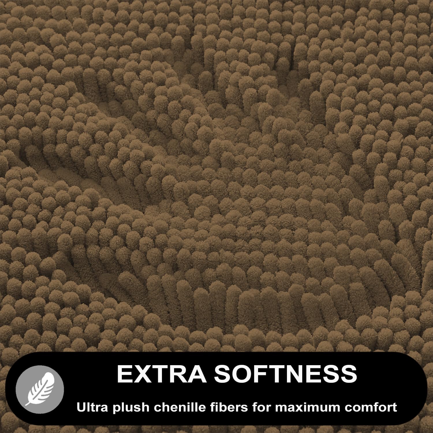Chenille Microfiber Bath Mats Pack of 2 (45x75cm 60x120cm Chocolate)