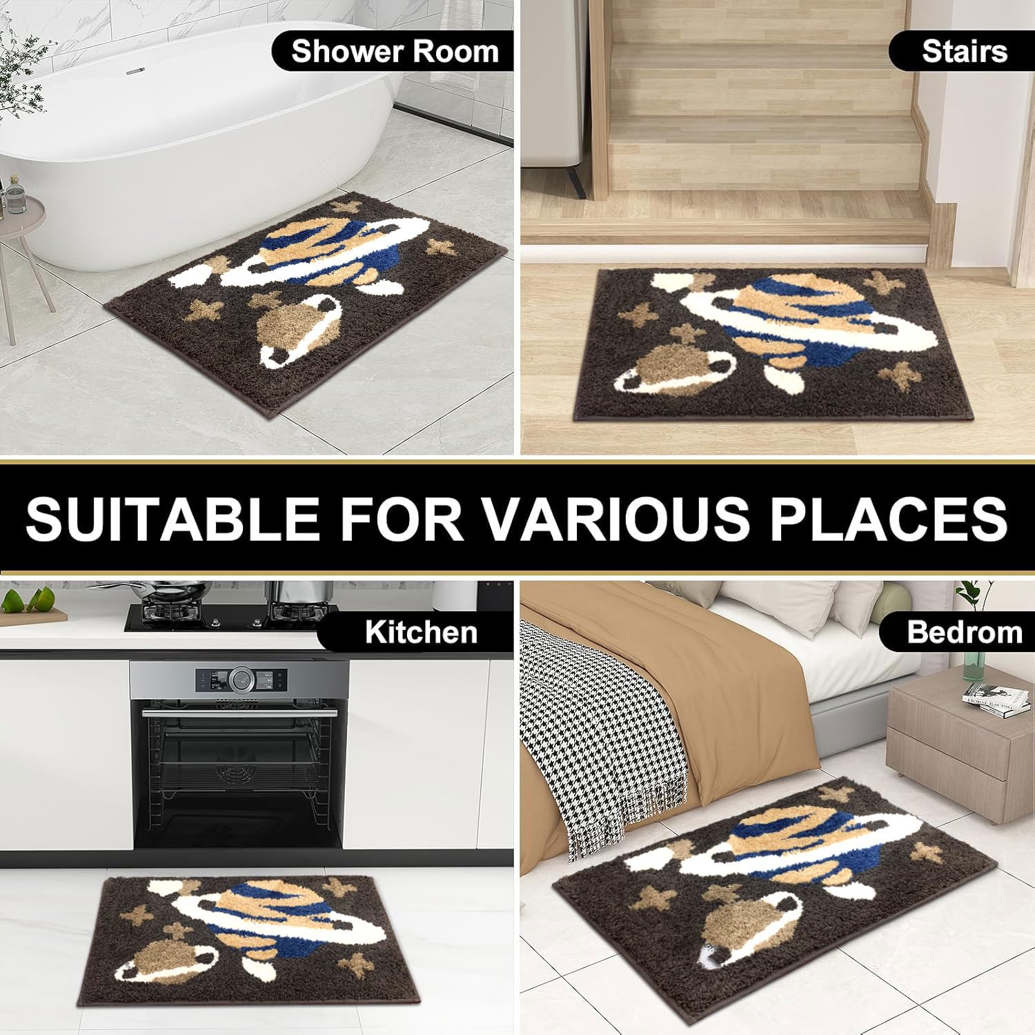 Macau Planet Bath Mat (40x60 cm,Coffee)