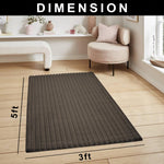 Stripe Rabbit Fur Carpet for Livingroom (3x5 Feet, Cocoa)