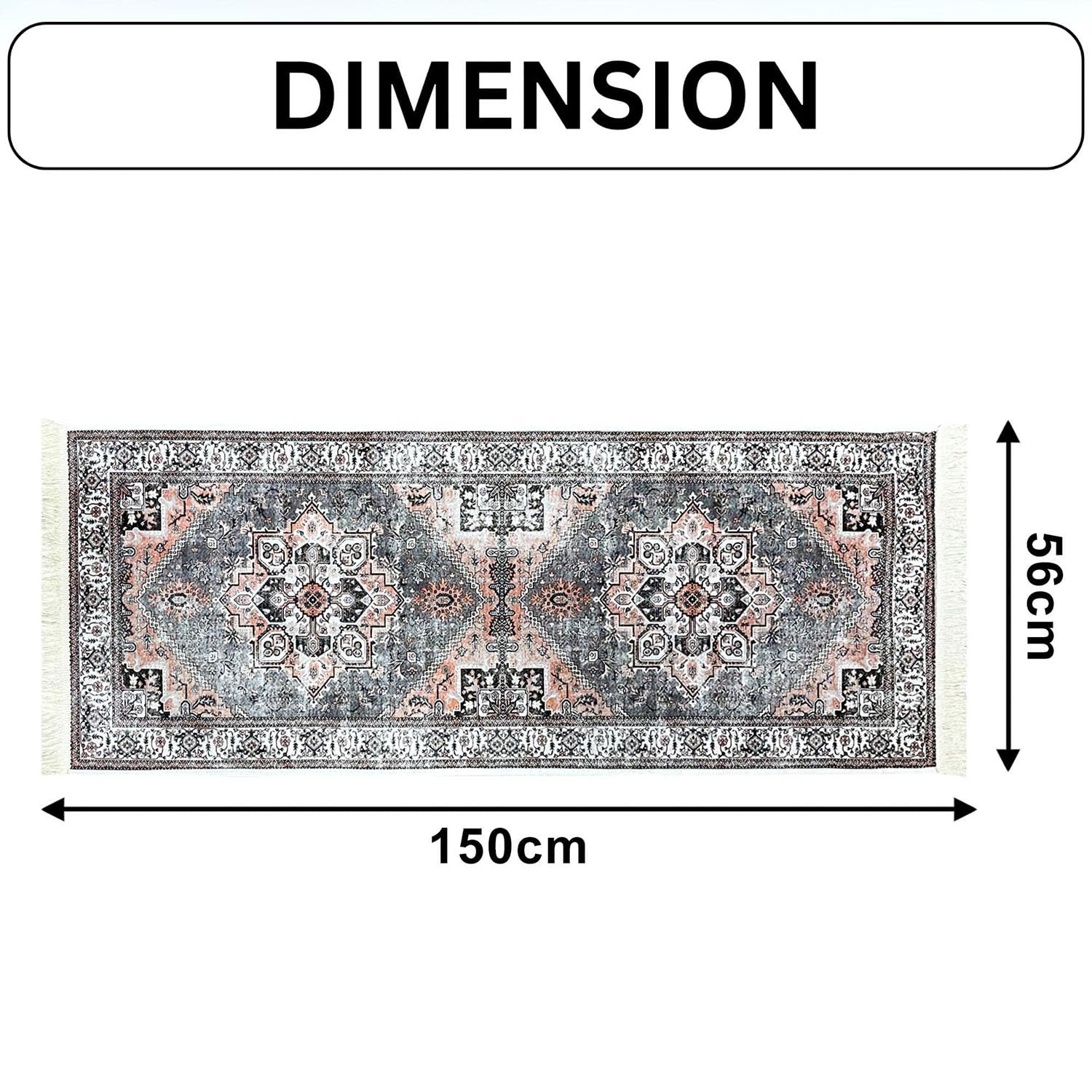Polyester Floor Runner Persian Tribal Pattern Multi Color 150x56cm