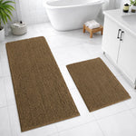 Chenille Super Absorbent Bath Mats  Pack of 2 (40x60cm 60x120cm Chocolate)