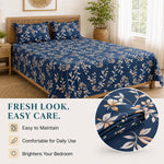 Double Bedsheet With 2 Pillow Covers Lines Pattern 200 TC 100% Cotton Feel ( Queen Size 90x90 Inch White Set Of 3 )