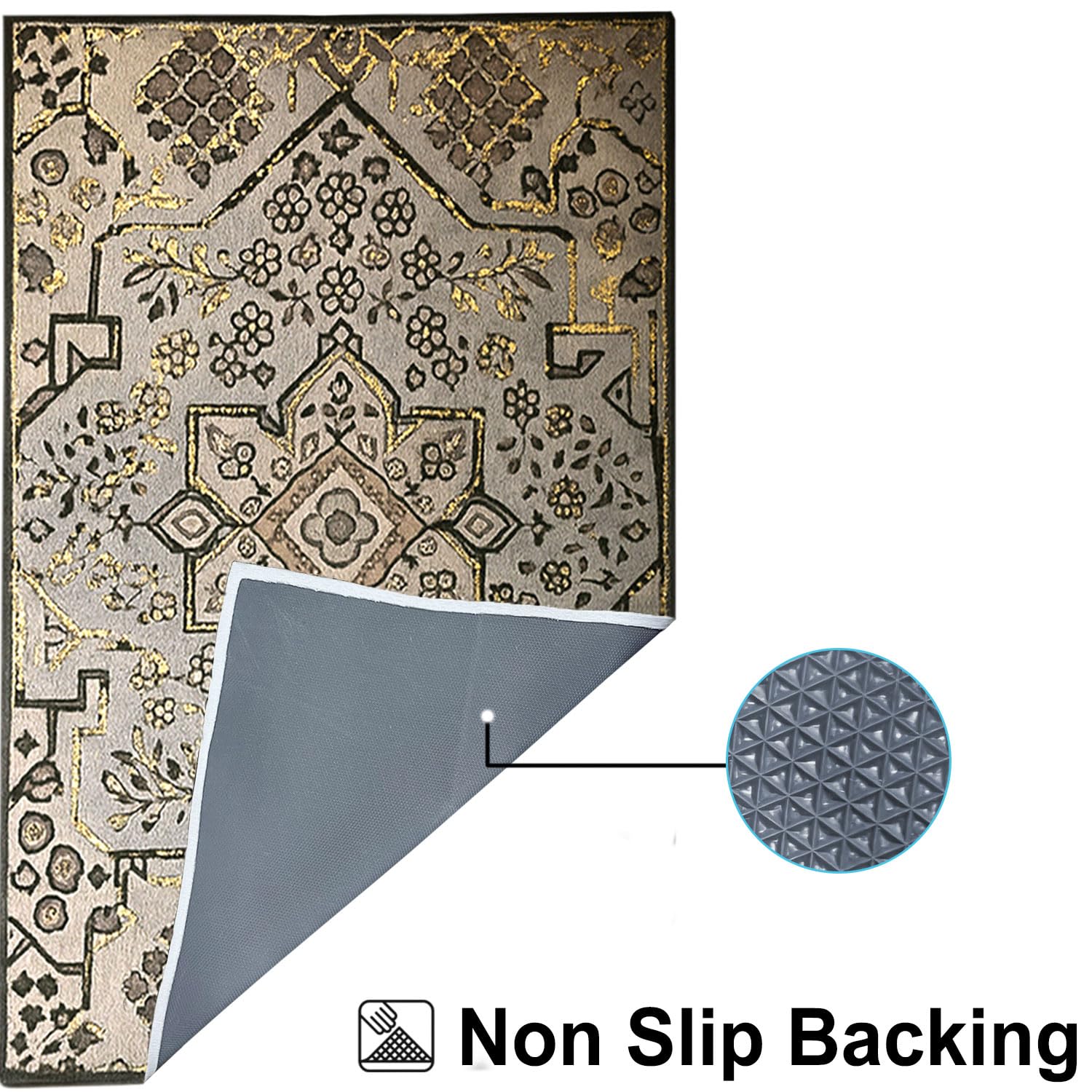 Polyester Stone Mosaic Carpet for Bedroom (4x6 Feet, Multicolor)