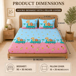 Double Bedsheet With 2 Pillow Covers Triangles Pattern 200 TC 100% Cotton Feel ( Queen Size 90x90 Inch Grey Set Of 3 )