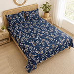 Queen Size Double Bedsheet With 2 Pillow Covers Lines Pattern 90x90 Inch