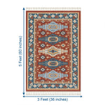 Polyester Killim Design Carpets with Tassel Latex Backing (3x5ft, Multi)
