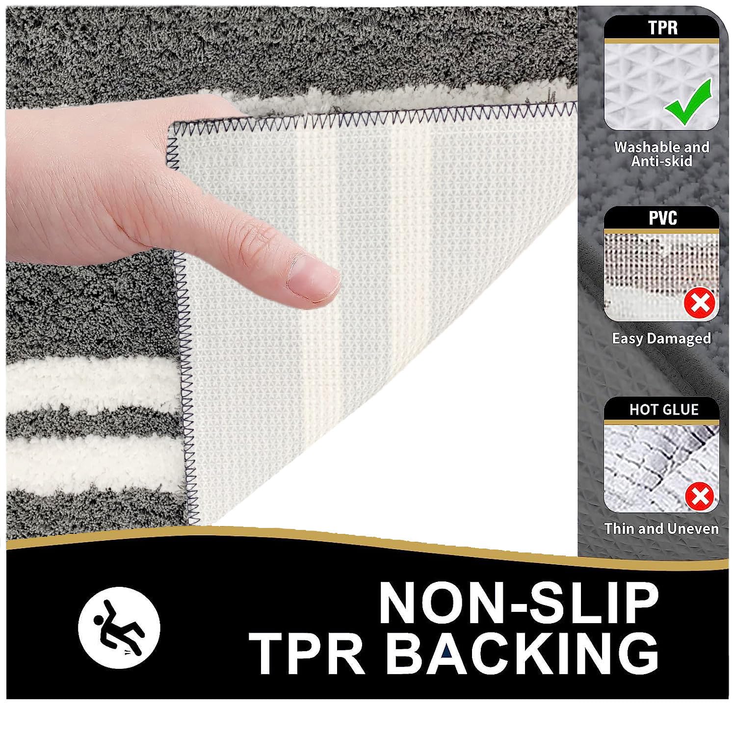 Florida Bath Mat 2200 GSM Pack of 2 (38x58 cm ,Grey)