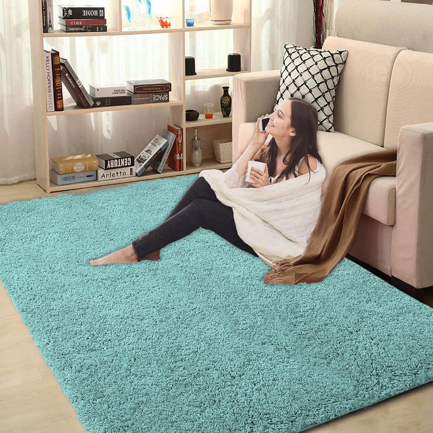 Vegas Carpet Super Soft  Bedroom (Aqua,3X5 Feet)