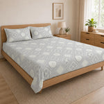 Double Bedsheet With 2 Pillow Covers Classic Pattern 200 TC 100% Cotton Feel ( Queen Size 90x90 Inch Multi Set Of 3 )