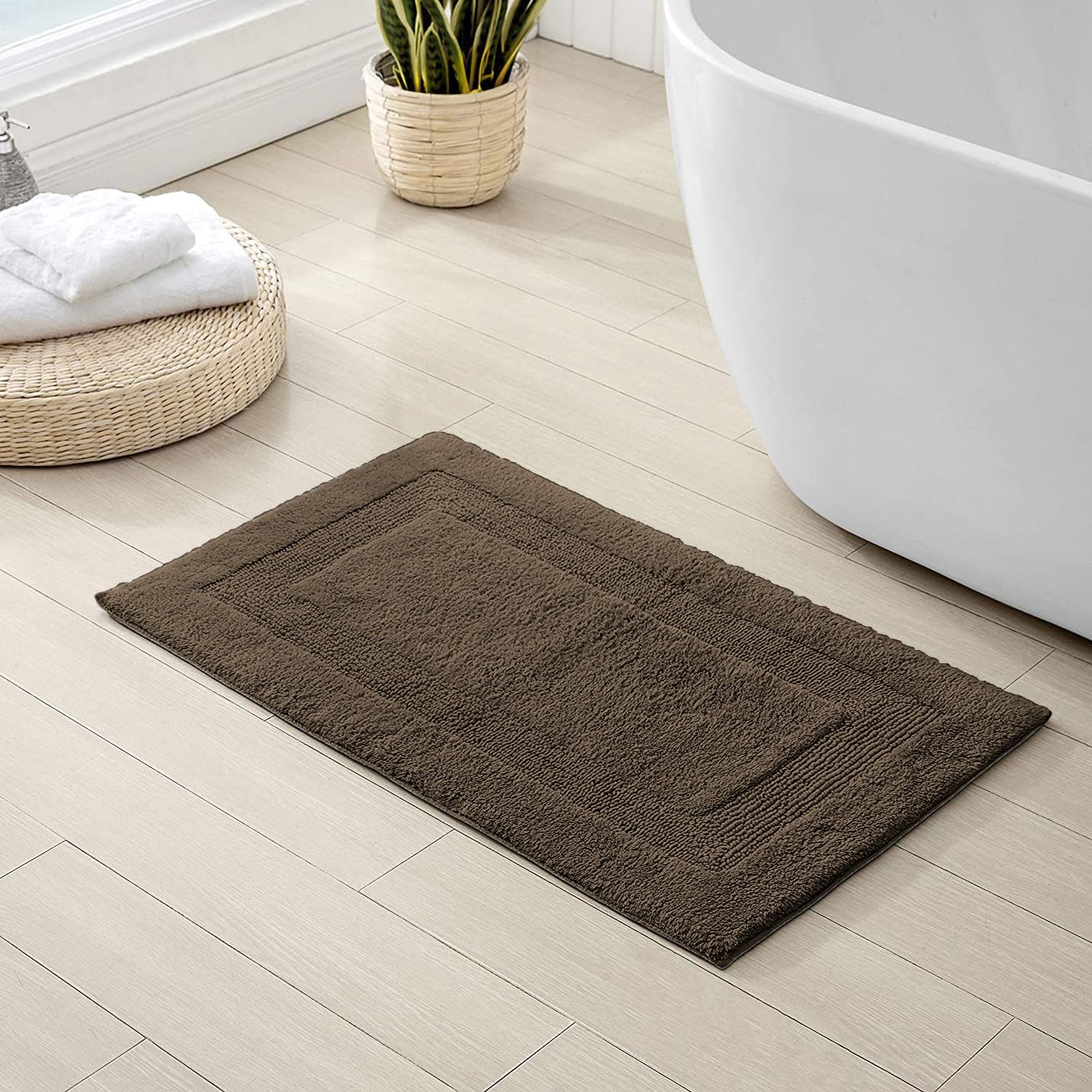Paris Reversible Bath Mat 100% Cotton (Coffee, 40x60 cm)