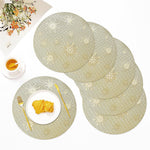 Round Table Placemats for Dining Table Set of 6(Gold)