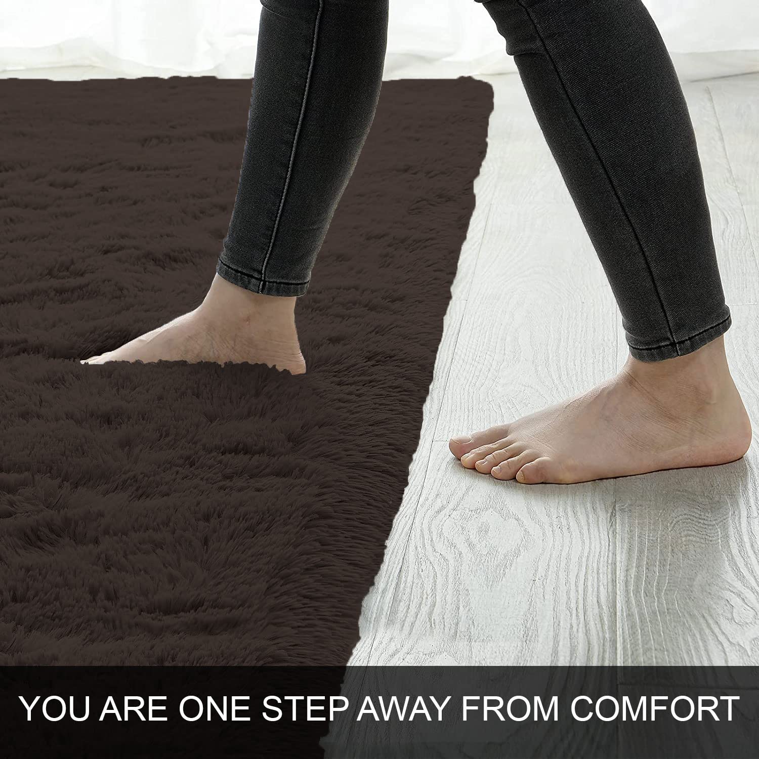 Marino Bath mat 2000 GSM Rebbit Fur  (45x75 cm, Chocolate)