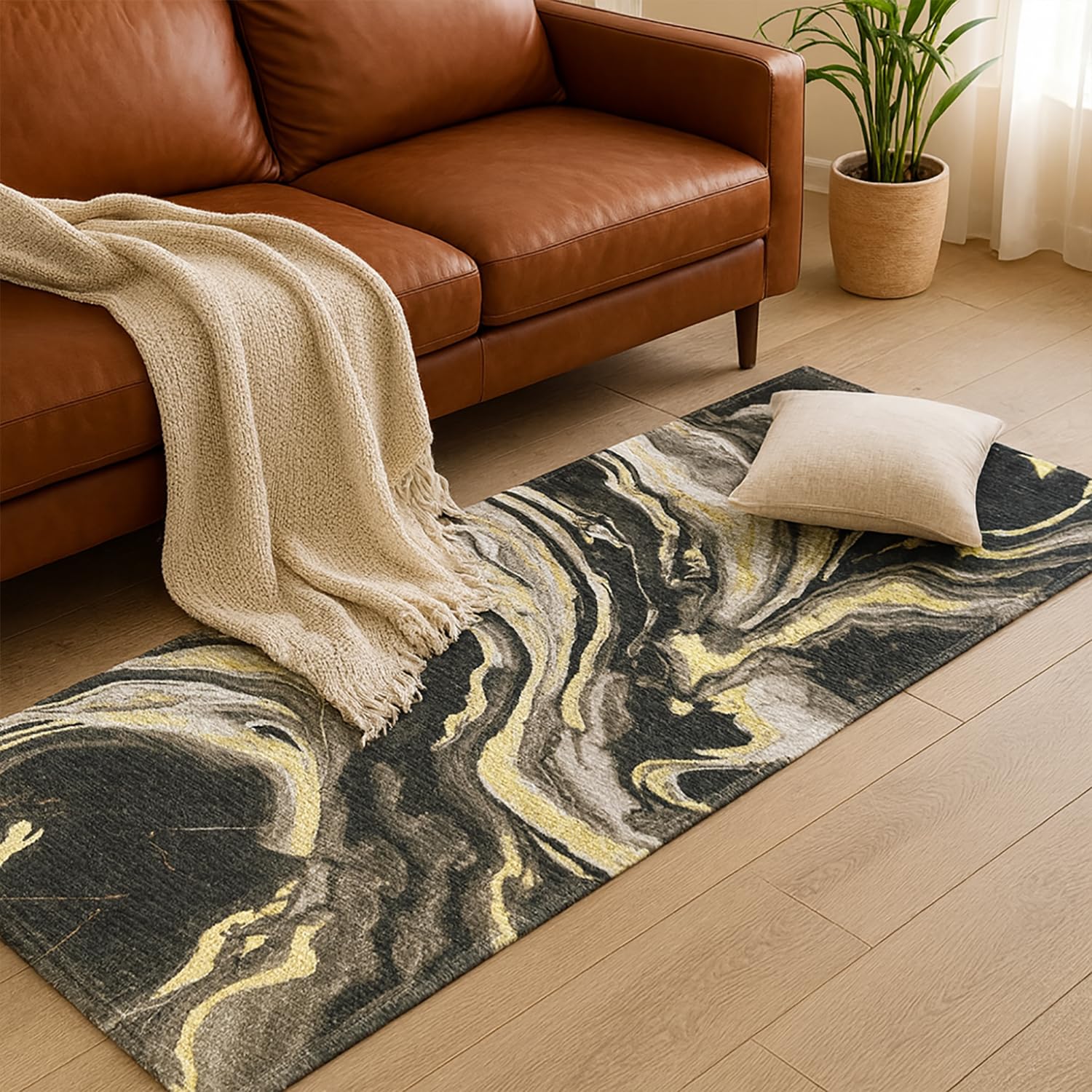 Polyester Cosmic Swirl Runner for Bedroom (2x5 Feet, Multicolor)
