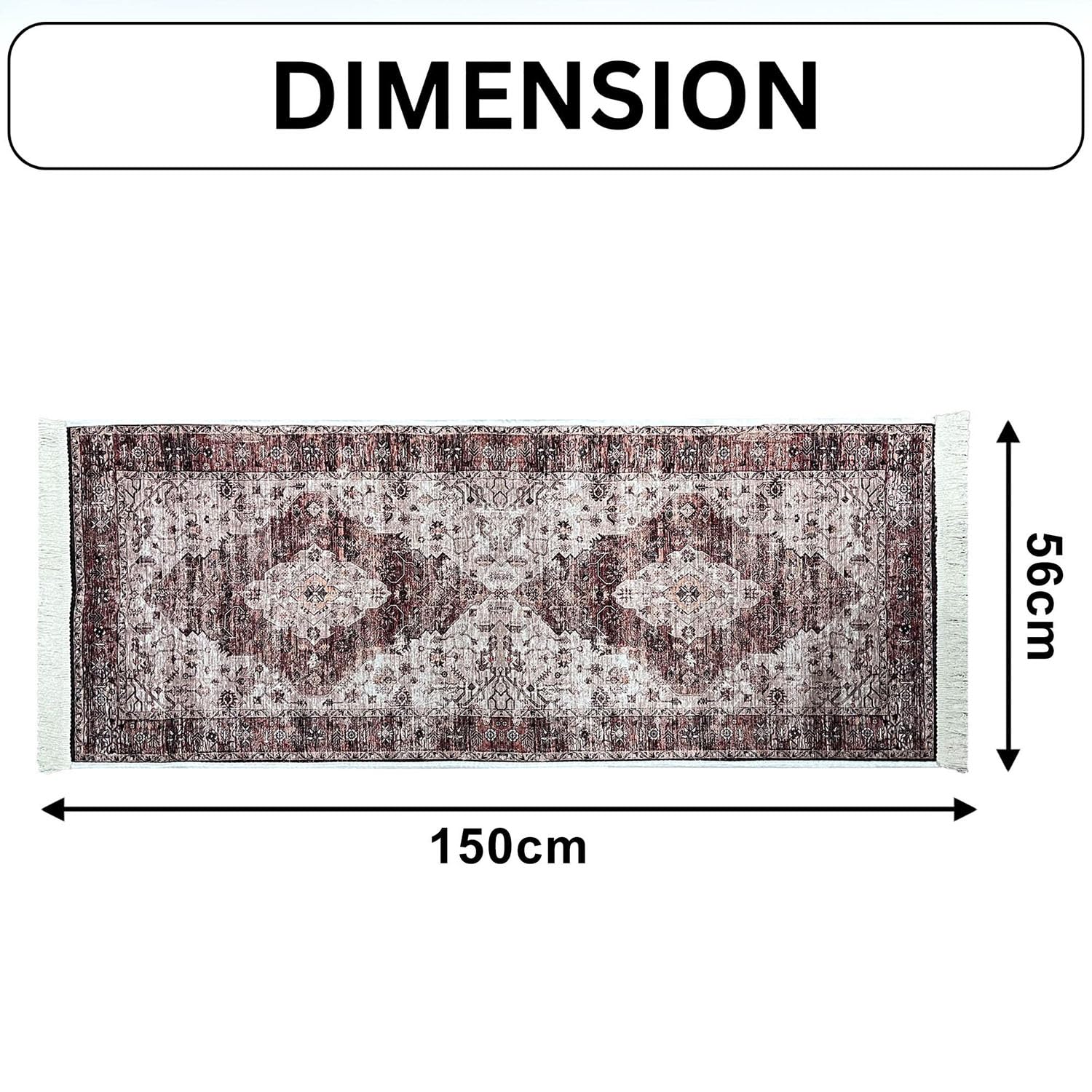 Polyester Floor Runner Persian Mist Pattern Multi Color 150x56cm
