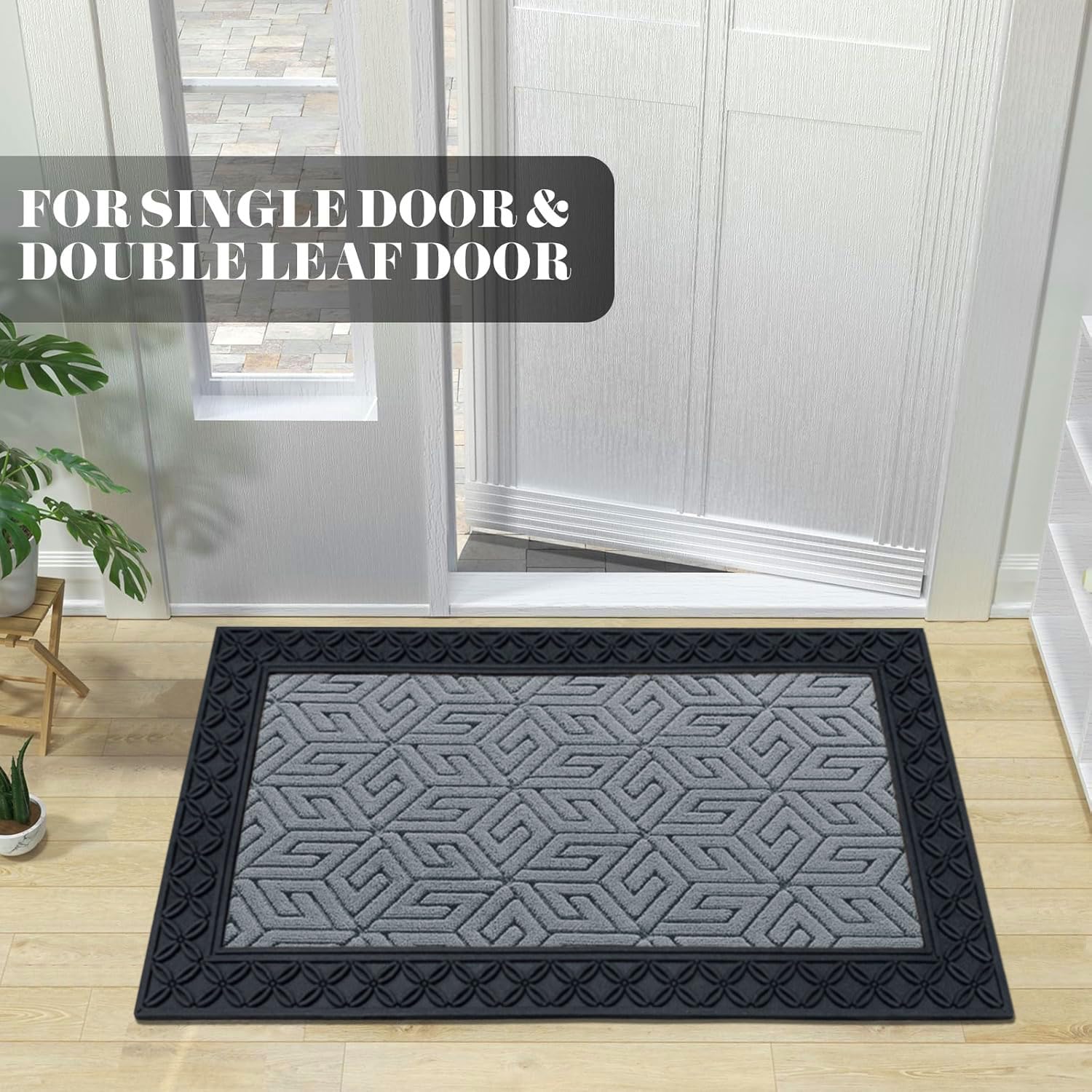 Rubber Coir Door Mat Anti Slip (Silver, 45cm x 75cm)