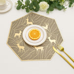 LUXE HOME INTERNATIONAL PVC Vinyl Metallic Table Round Placemats for Dining Table Gold, Heat Resistant & Waterproof | Easy to Clean Decorative Dining Mats - (Set of 2) ST062TJ-3MJ