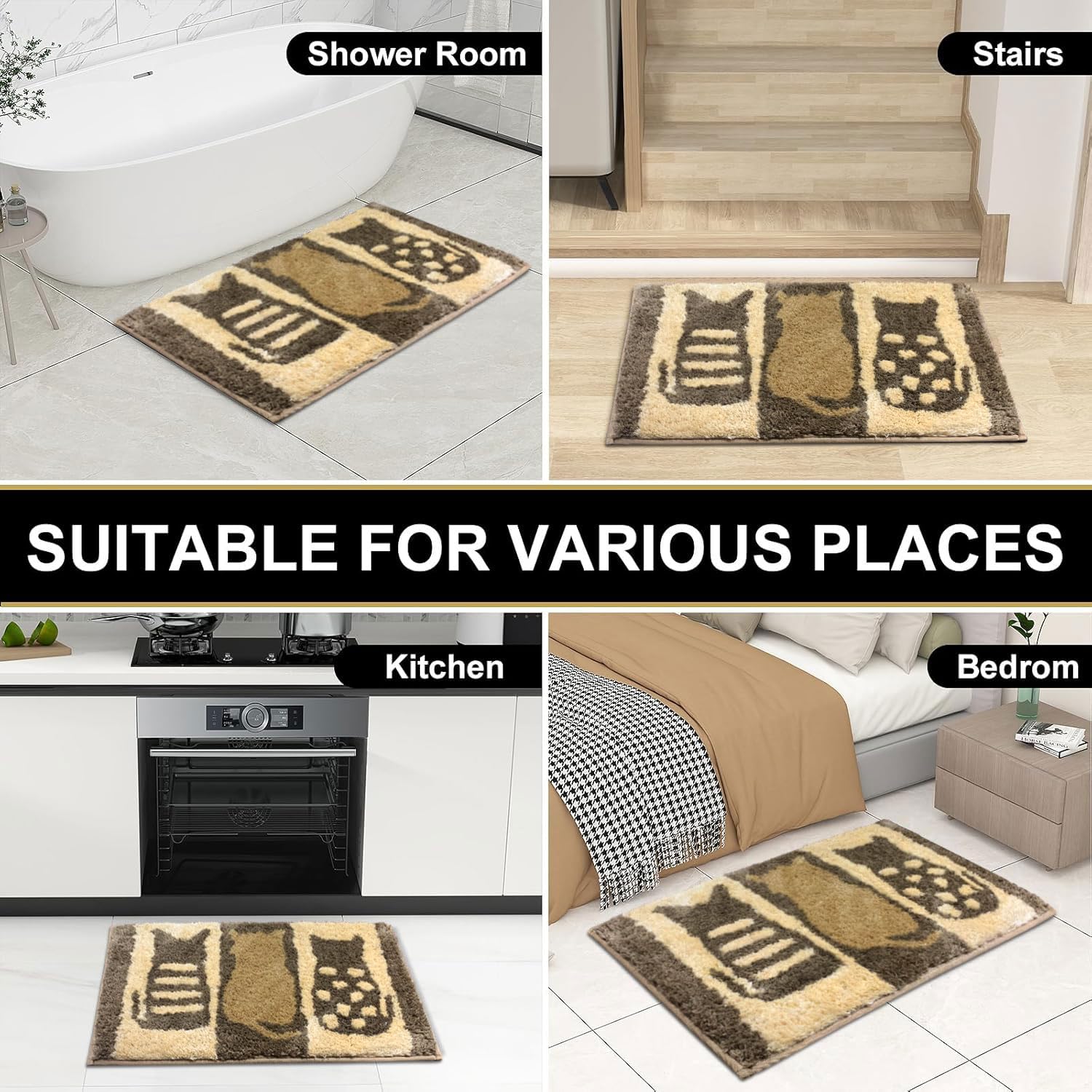 Macau Cat Bath Mat (40x60 cm,Chocolate)