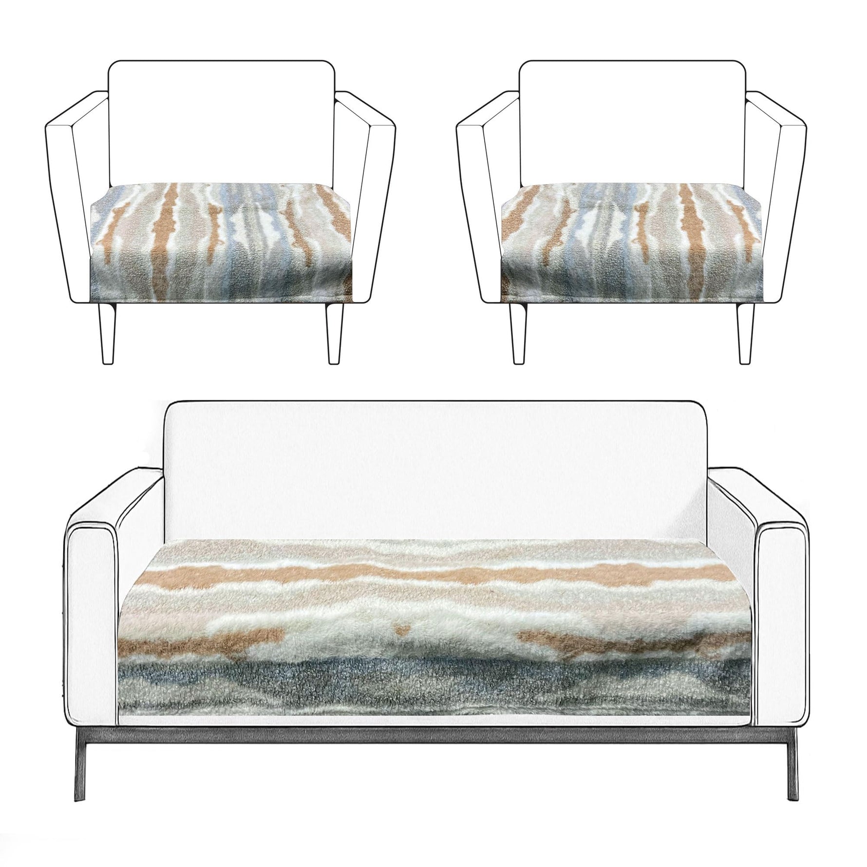 Sofa Cover for 5 Seater Tiger Print Plush Polyester ( 70x180 cm & 60x70 cm , Multi )