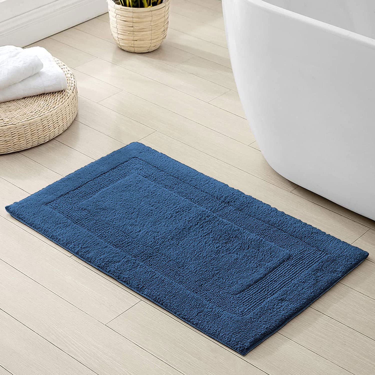 Paris Bath Mat Cotton Super Soft (Teal, 40 Cm x 60 Cm)