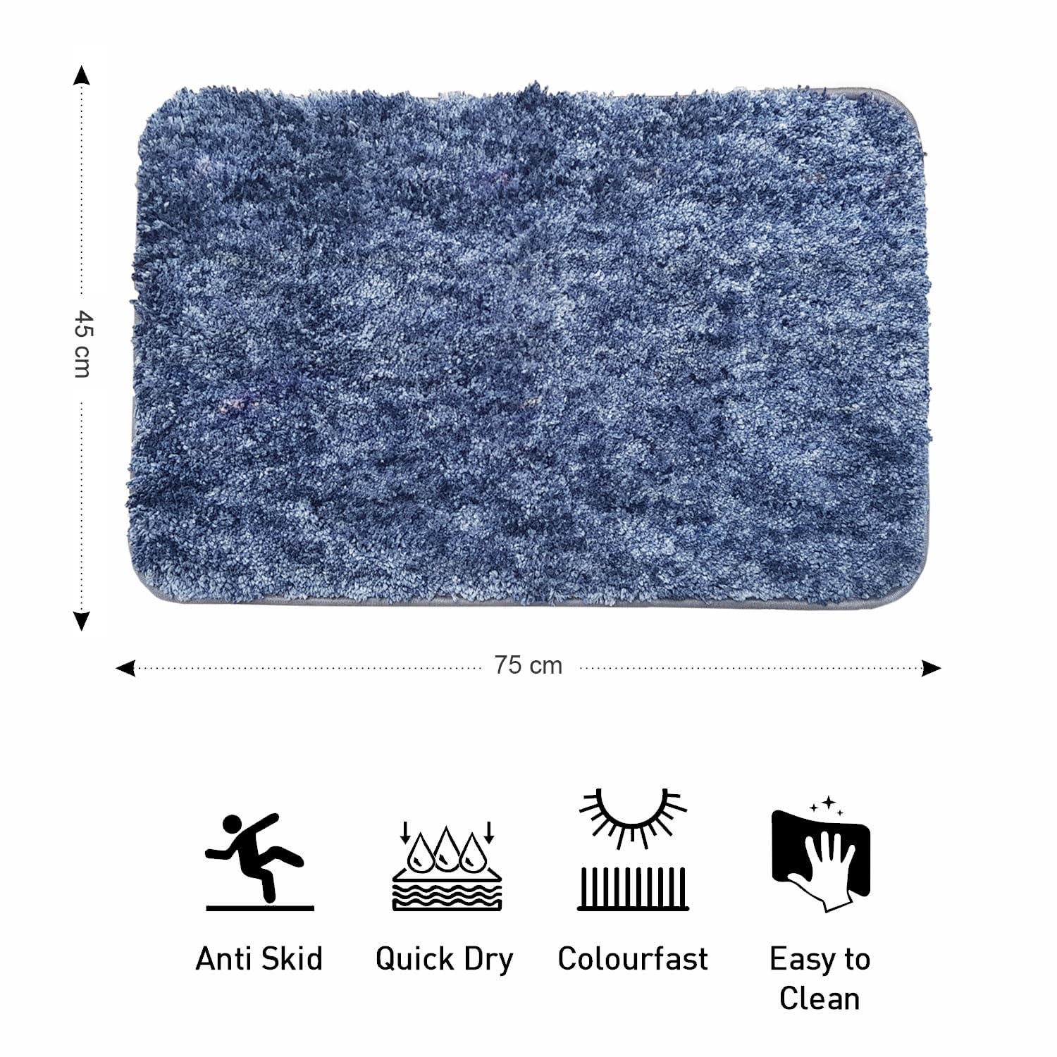 Hawaii Bath mat Anti Skid (Charcoal, 45 x 75 Cm)