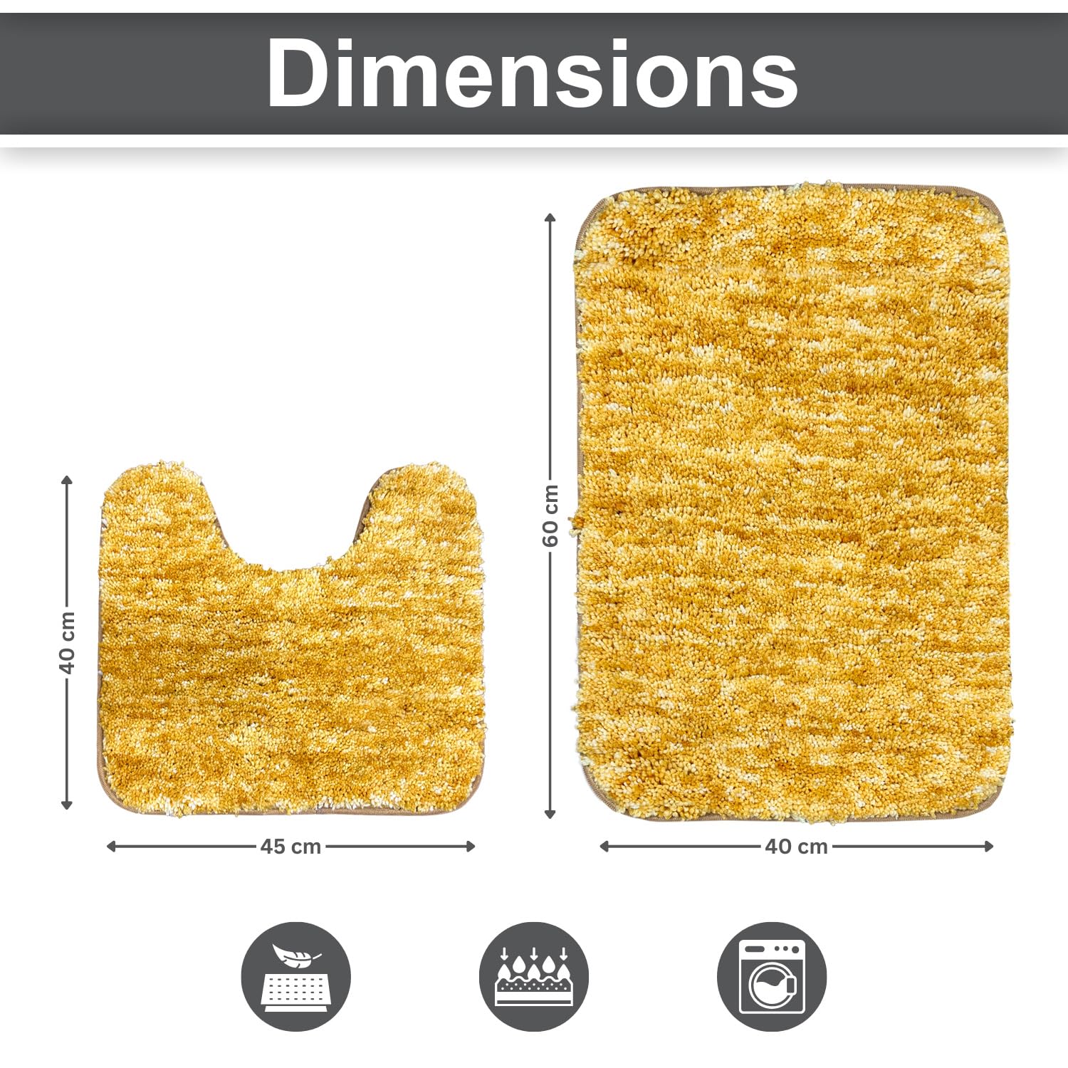 Hawai Contour Bath Mat  Set of 2 (Gold, 40x60 cm & 40x45)