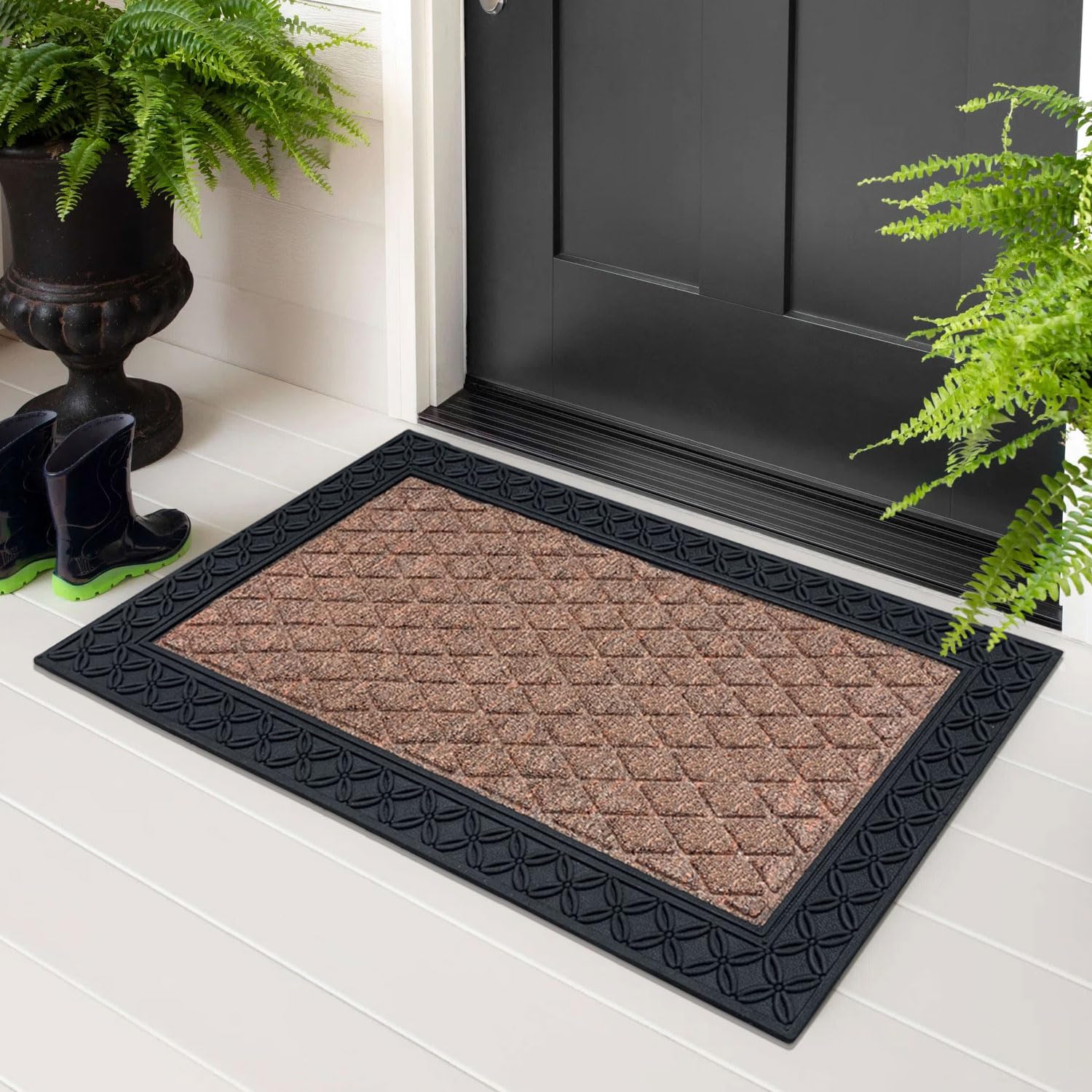 Natural Coir mat Solid Rectangular (45cm x 75cm, Beige )