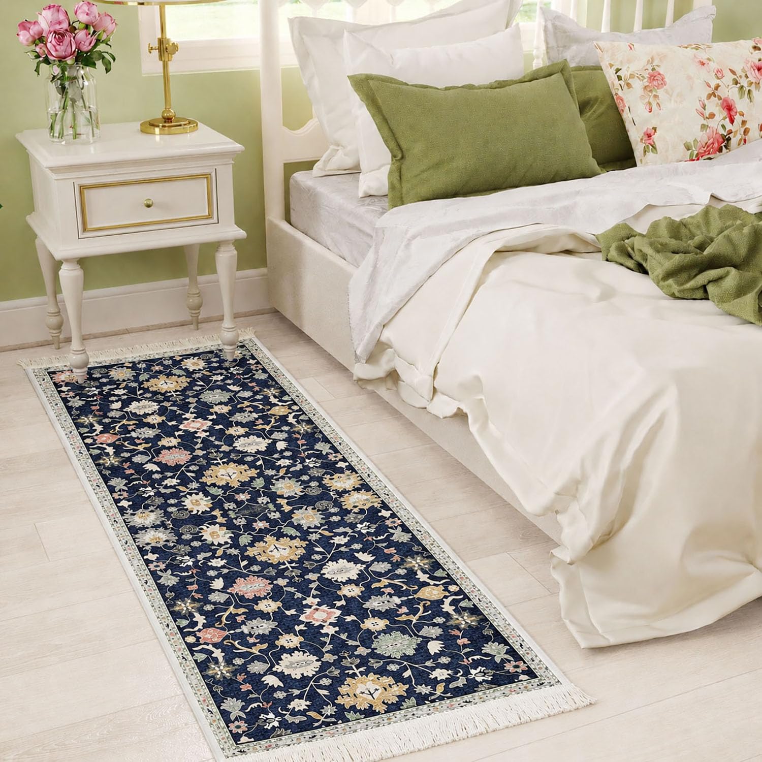 Polyester Floor Runner Midnight Garden Pattern Multi Color 150x56cm