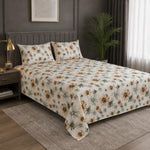 Double Bedsheet with 2 Pillow Covers 220 TC 100% Cotton Feel ( King Size Peach 90x100 inch )