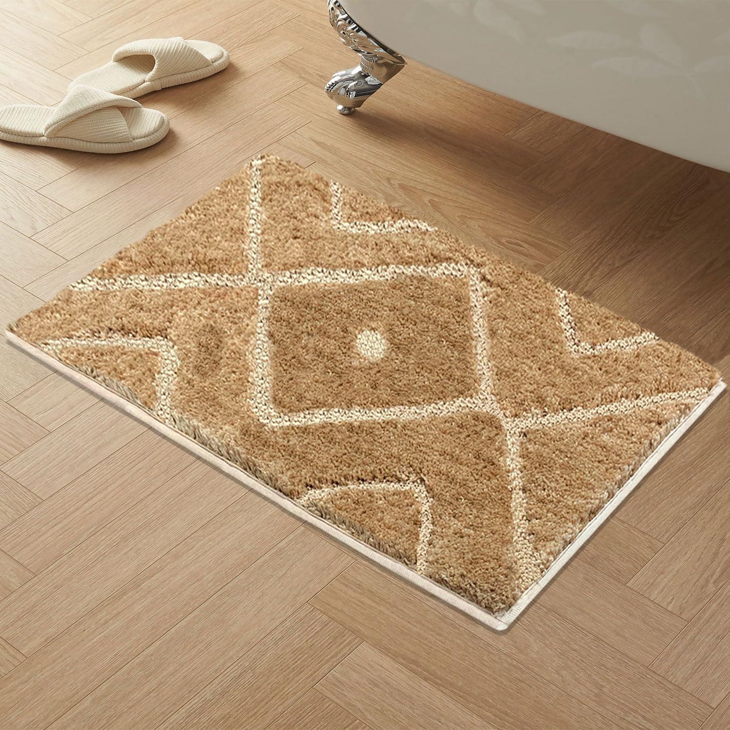 Bath Mat Classic Diamond Microfiber 2200 GSM (40x60 cm, Gold )