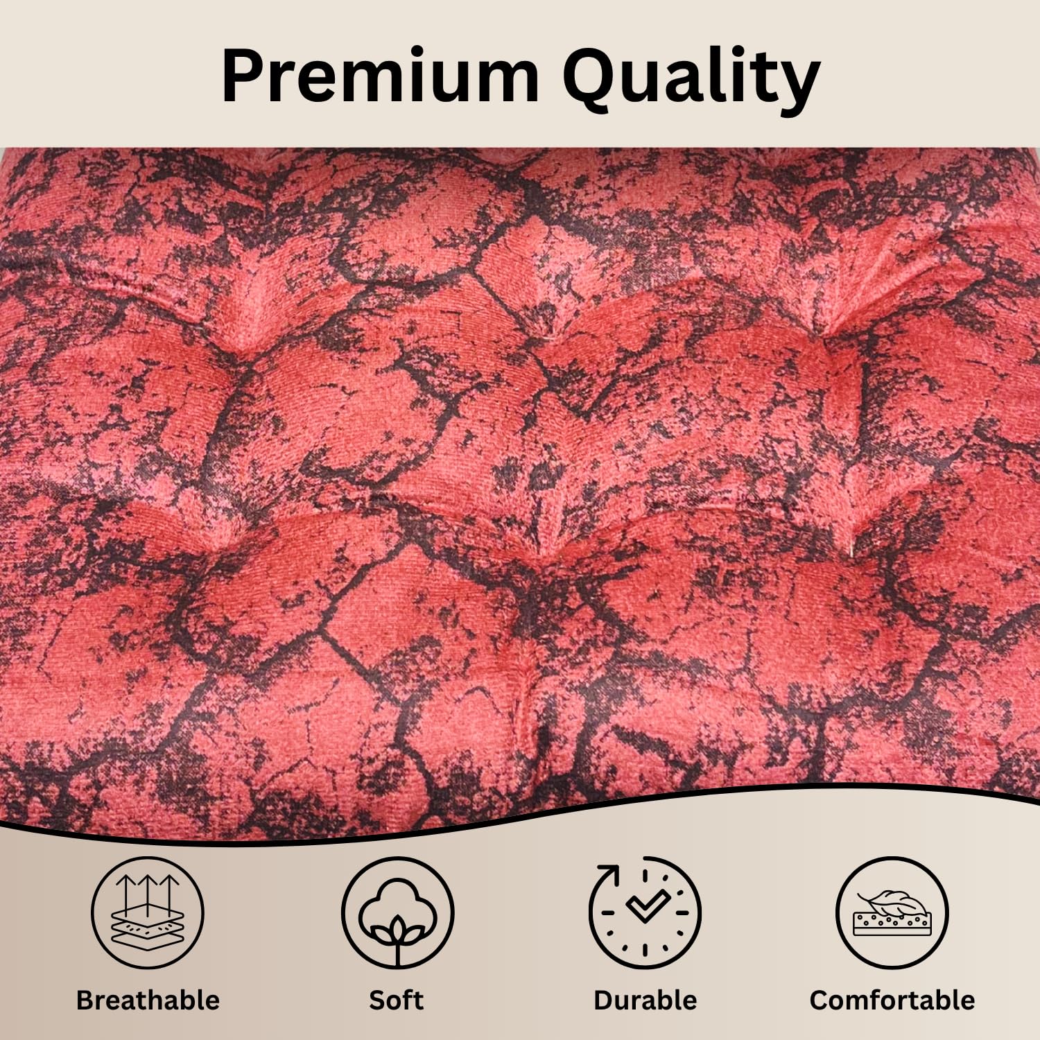 Polyester Chair Cushion Pad, Soft, Comfortable Back Support, Relaxing Backrest Pillow Cushions with Ties for Home, Office, Livingroom - (18x18 Inch, Red) Pack of 2