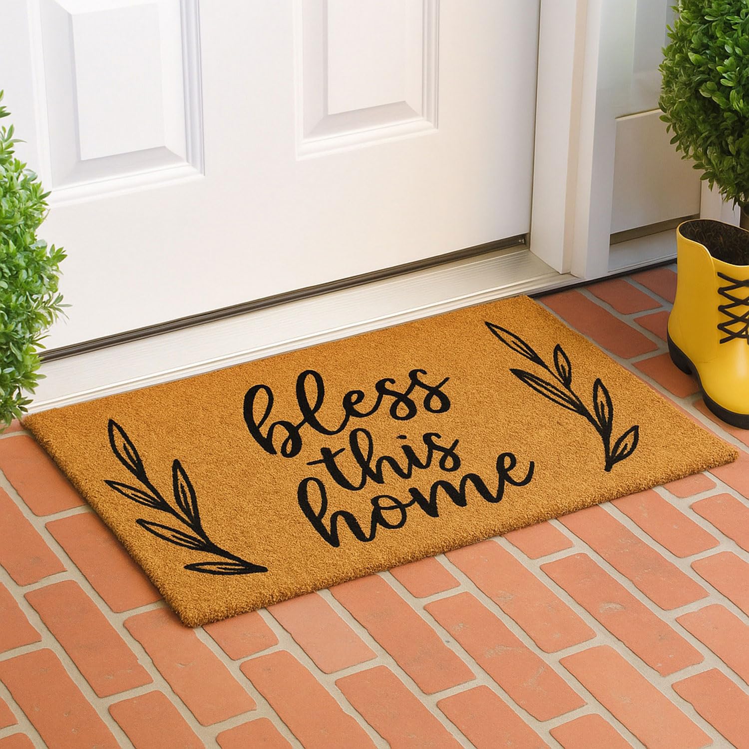 Coir Doormat for Home Entrance (Bless This Home ,71x45 cm)