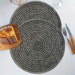 Round Table Placemats for Dining Table Set Of 2 (Black)
