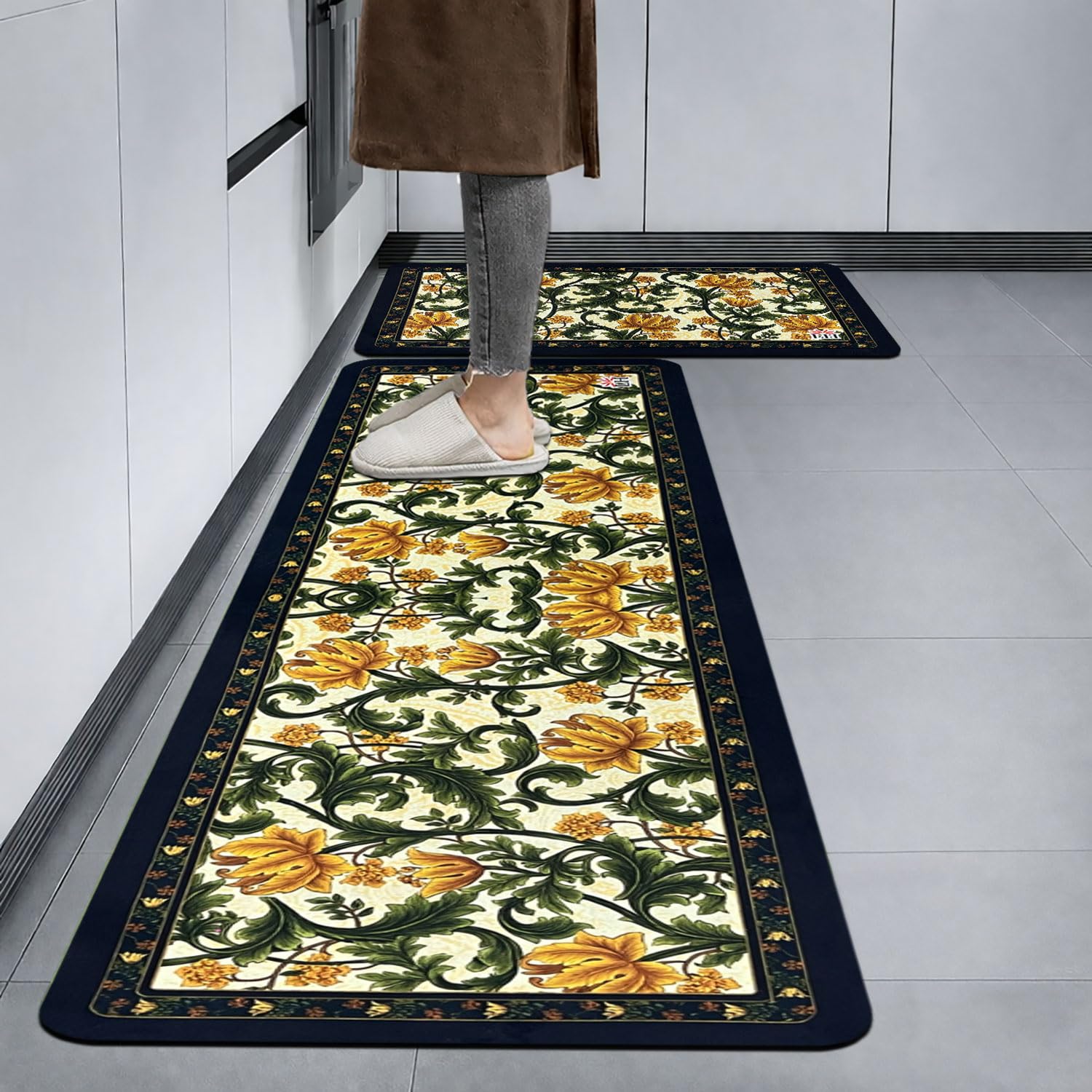 Kitchen Mat Combo  (116x36 & 58x36 cm,Yellow)