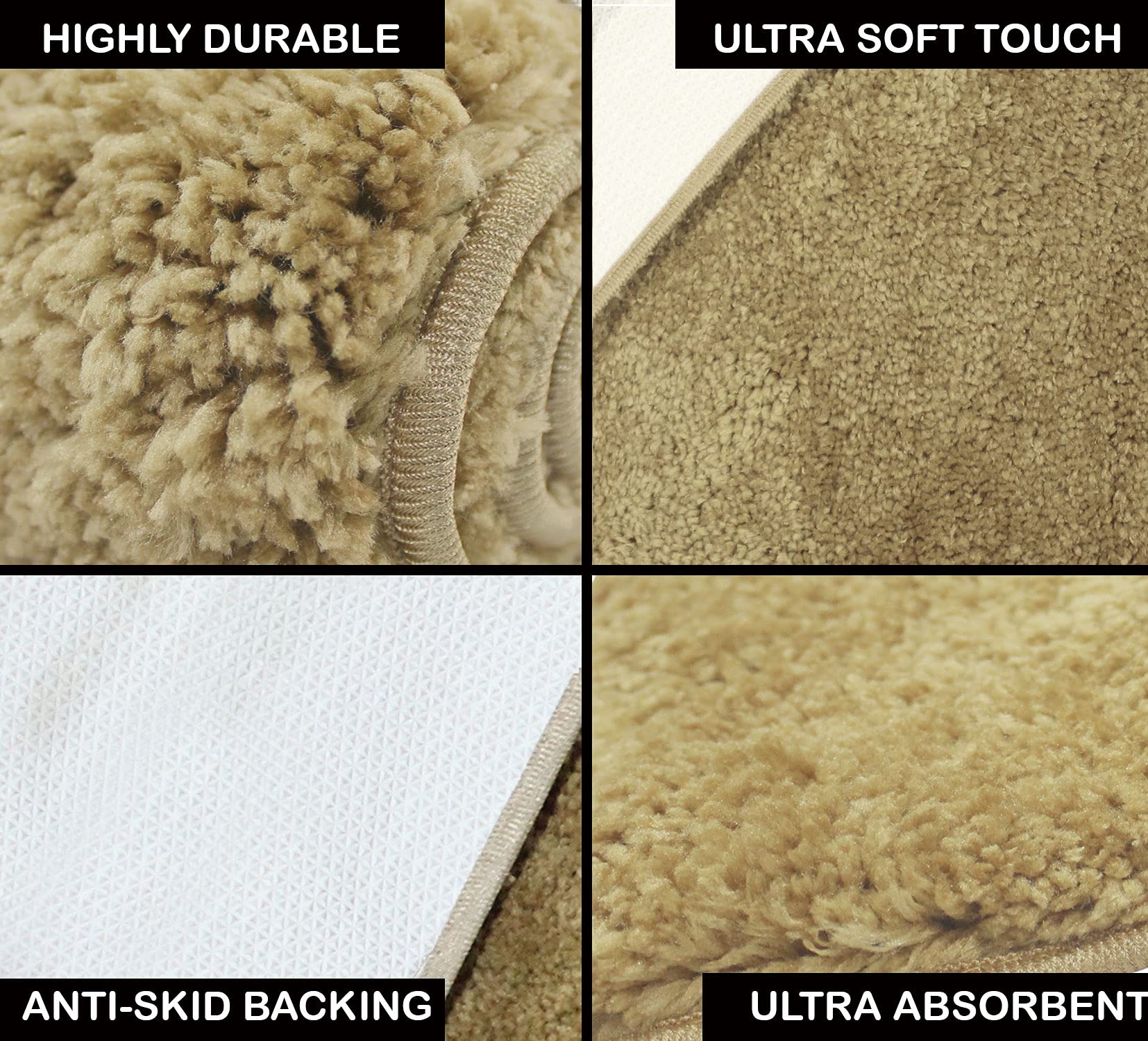 Newman Microfiber Shaggy Carpet for Living Room - 3x5 Ft, Anti Gold