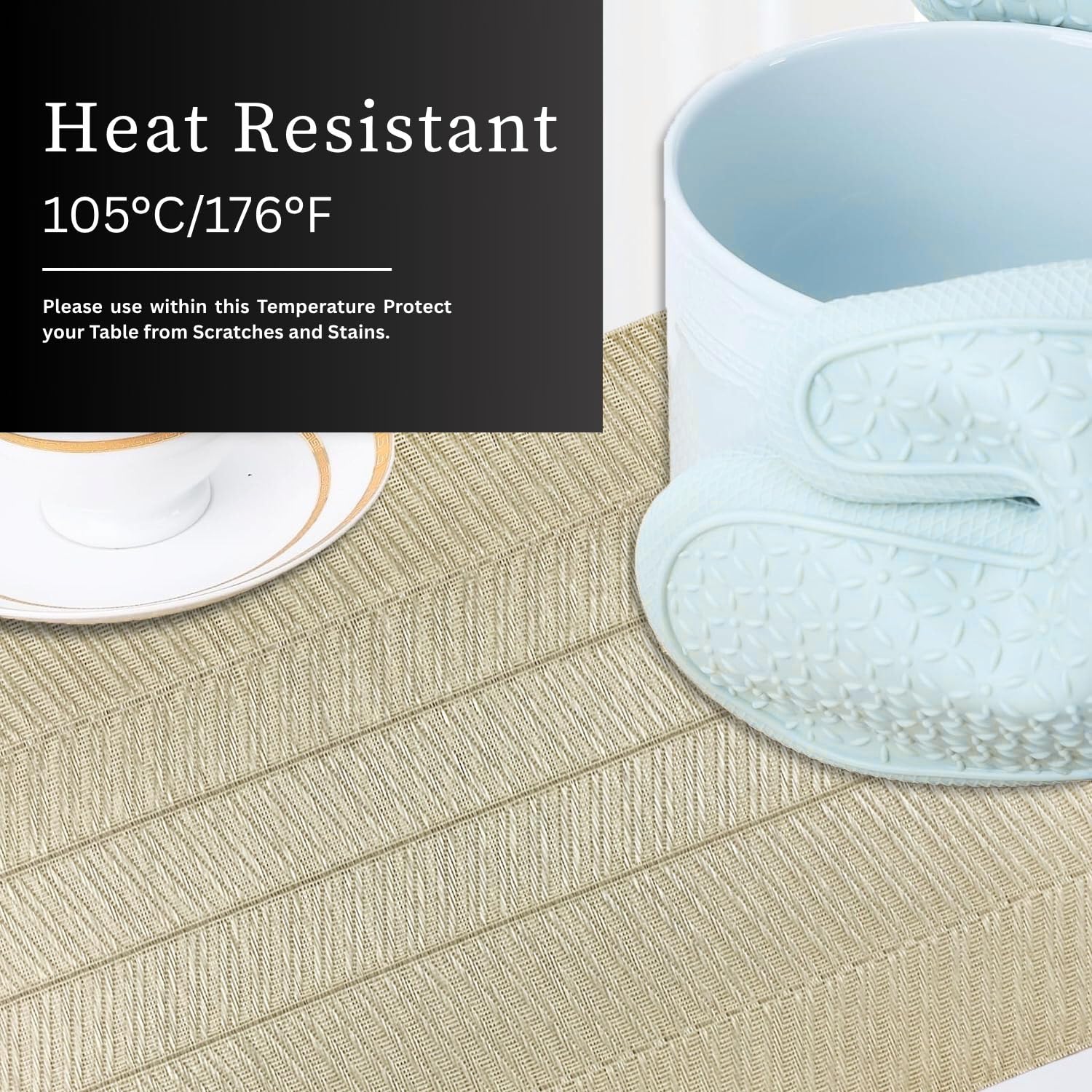 Zigzag Design Placemat for Dining Table Set of 4 (30x45 CM Gold)