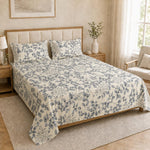Double Bedsheet with 2 Pillow Covers 220 TC 100% Cotton Feel ( King Size Grey &White 90x100 inch )
