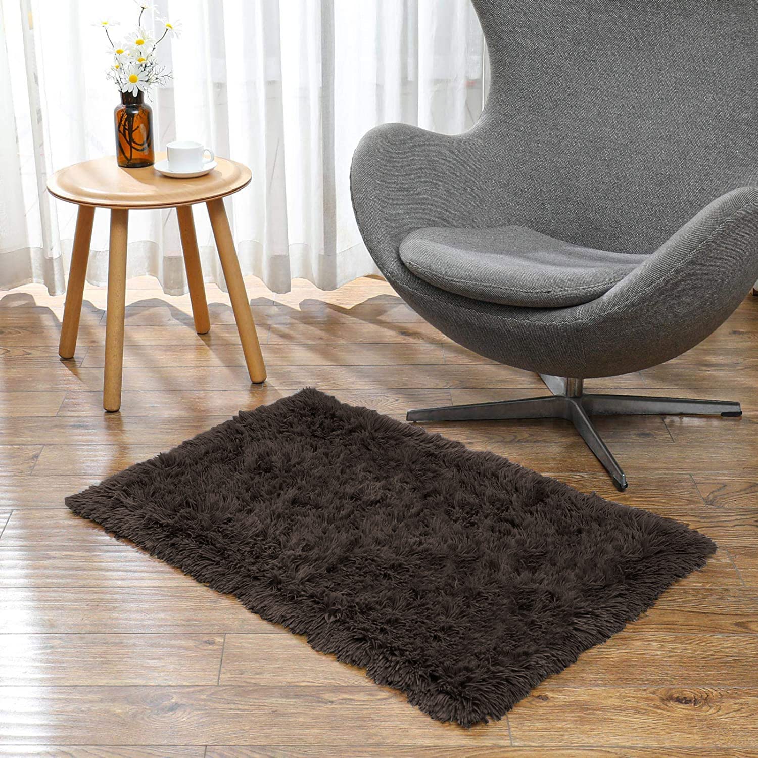 Marino Bath mat 2000 GSM Rebbit Fur  (45x75 cm, Chocolate)