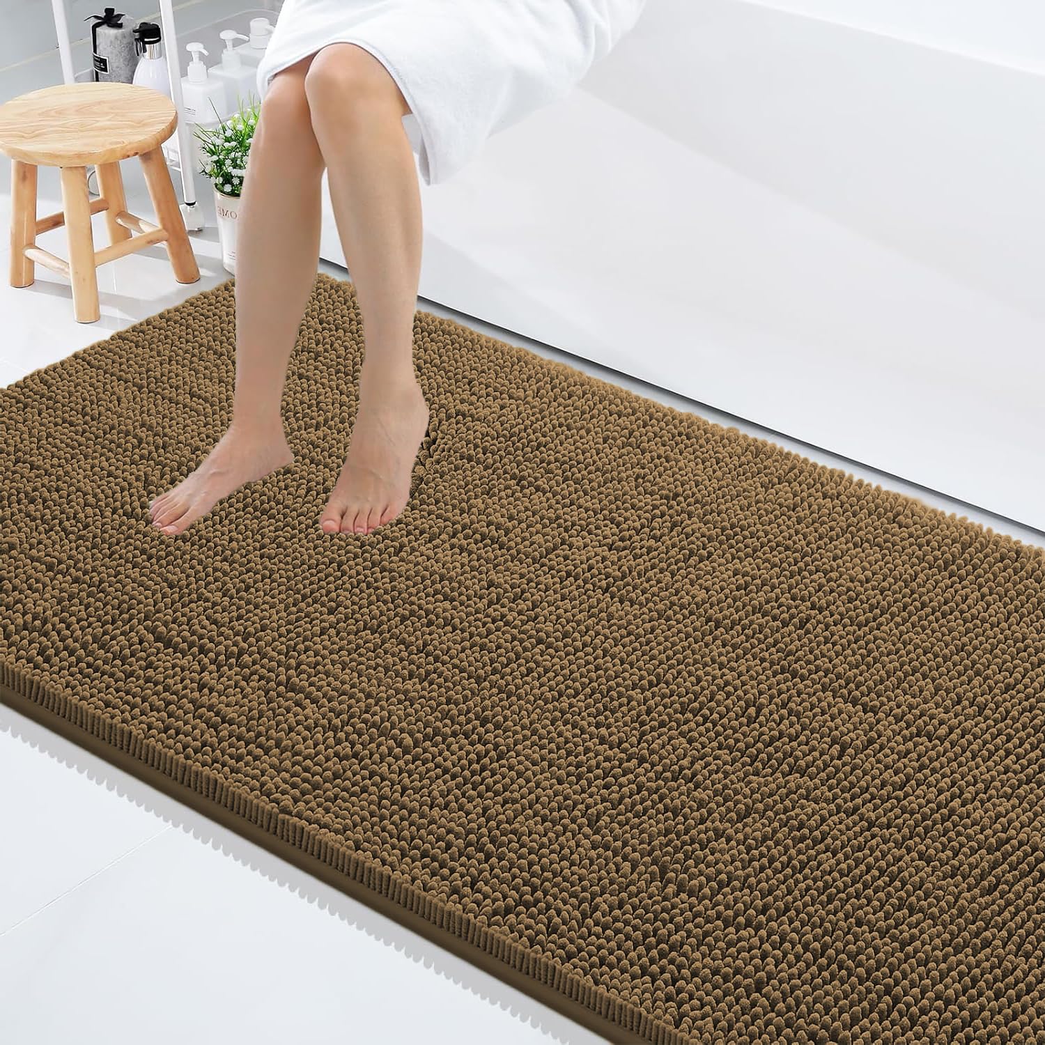 Shaggy Chenille Bath Mat Extra Soft (60x120 cm Chocolate)