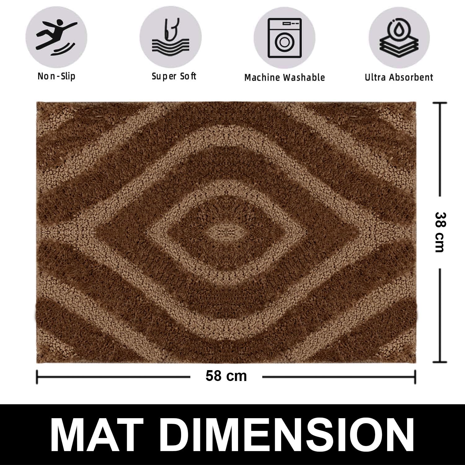 Scotland Diamond Bathmat Mat Pack Of 2 (38x58 cm, Sea Coffee)