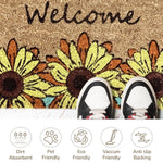 Coir Doormat for Home Entrance (Welcome Floral Print Design ,71x45 cm)