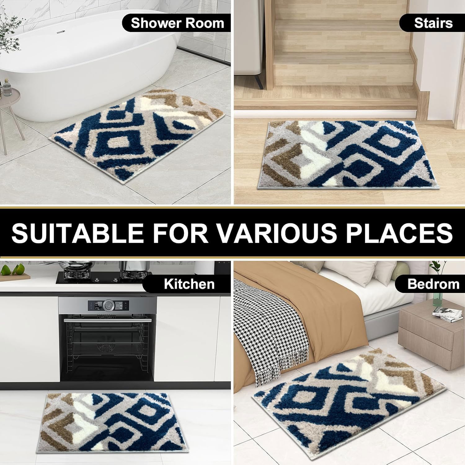 Macau Diamond Bath Mat (40x60 cm,Teal)