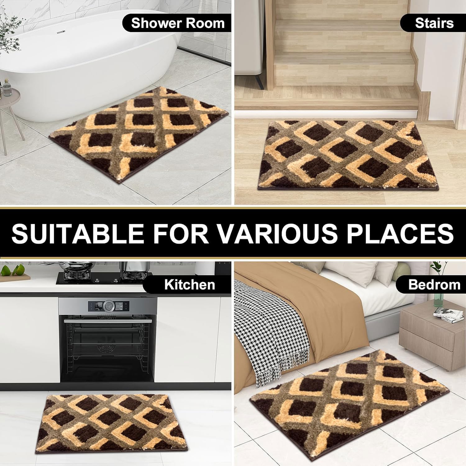 Macau Square Bath Mat (40x60 cm,Chocolate)